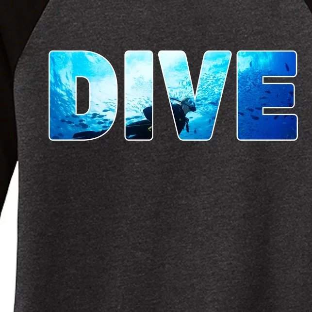 Scuba Diving Ocean Women's Tri-Blend 3/4-Sleeve Raglan Shirt