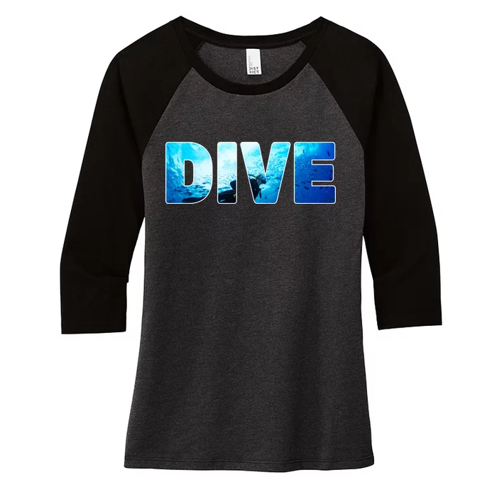 Scuba Diving Ocean Women's Tri-Blend 3/4-Sleeve Raglan Shirt