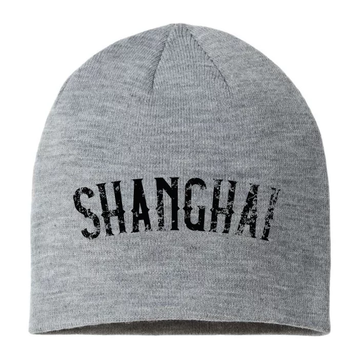 Shanghai China Vintage Black Text Apparel 8 1/2in Sustainable Knit Beanie