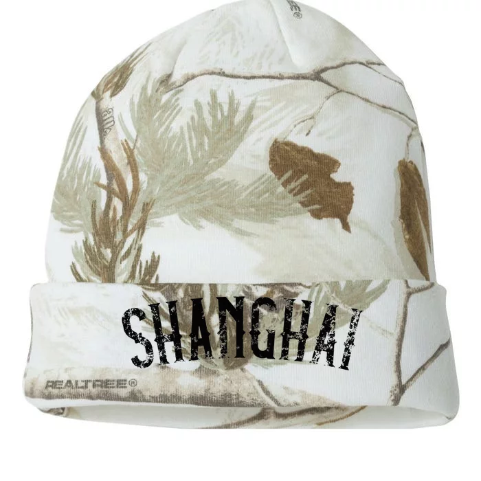 Shanghai China Vintage Black Text Apparel Kati - 12in Camo Beanie