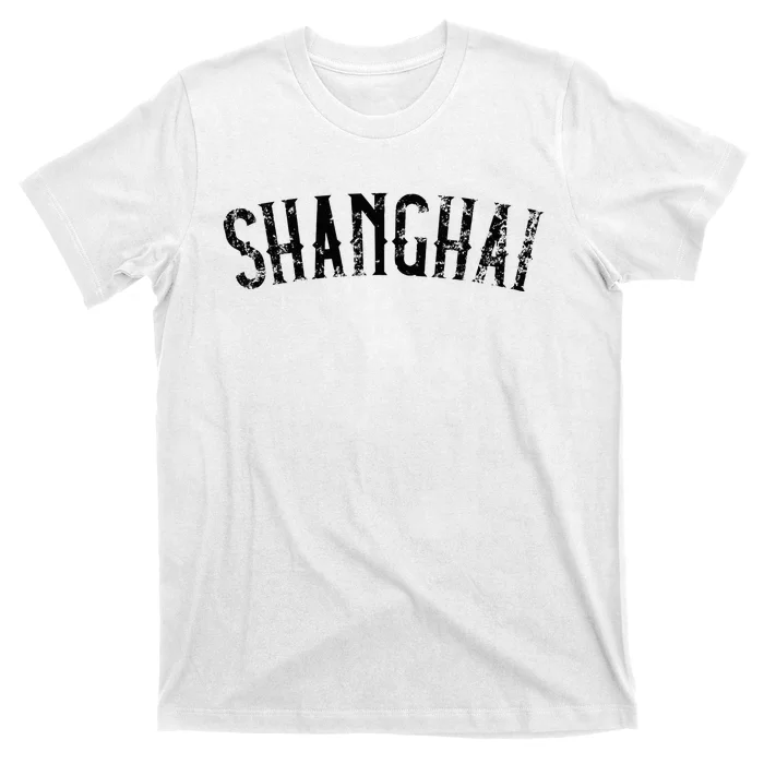 Shanghai China Vintage Black Text Apparel T-Shirt