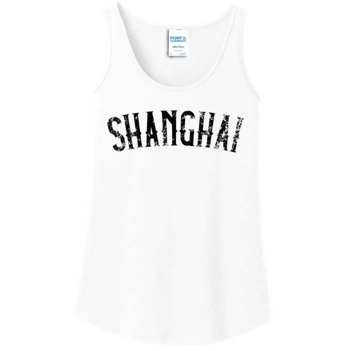 Shanghai China Vintage Black Text Apparel Ladies Essential Tank