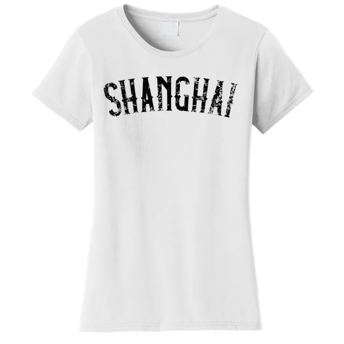 Shanghai China Vintage Black Text Apparel Women's T-Shirt