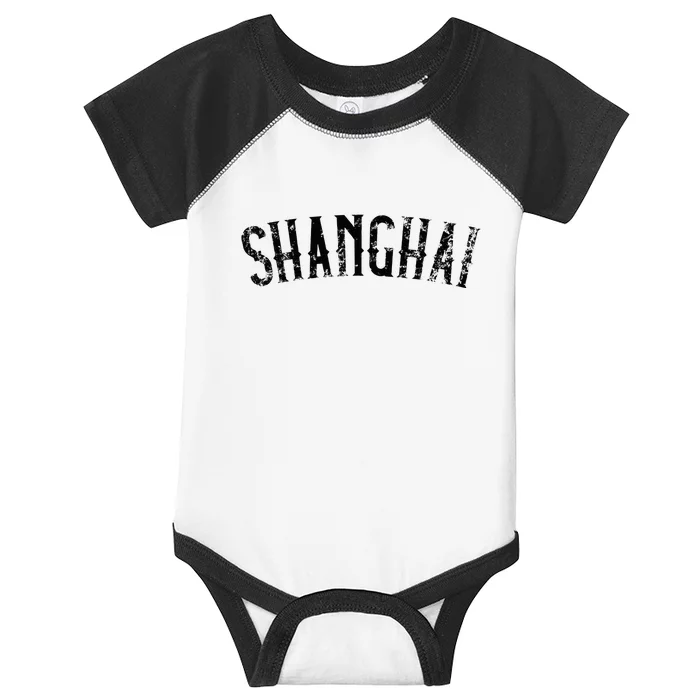 Shanghai China Vintage Black Text Apparel Infant Baby Jersey Bodysuit