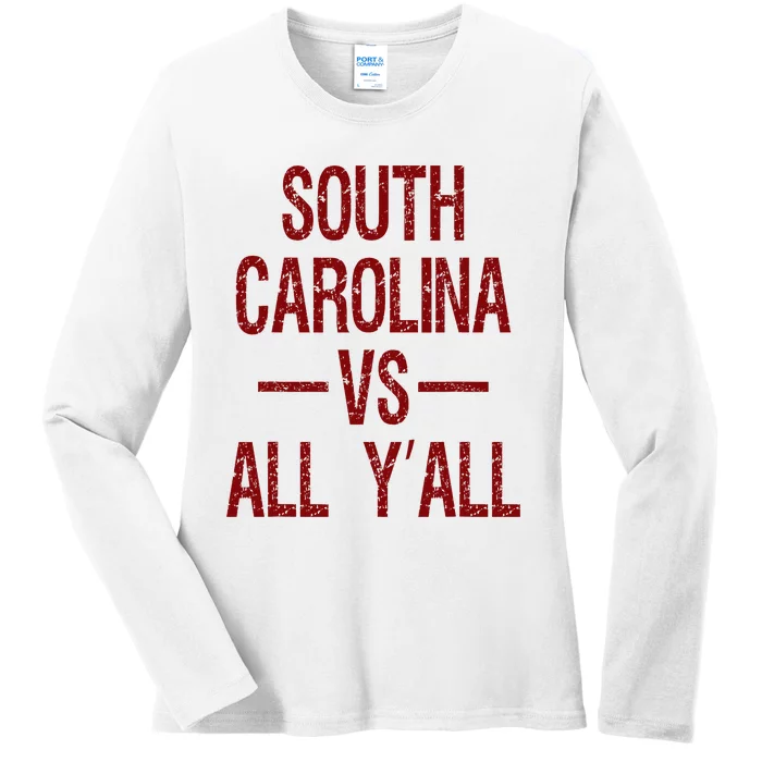 South Carolina Vs All YAll Vintage Weathered Southerner Ladies Long Sleeve Shirt