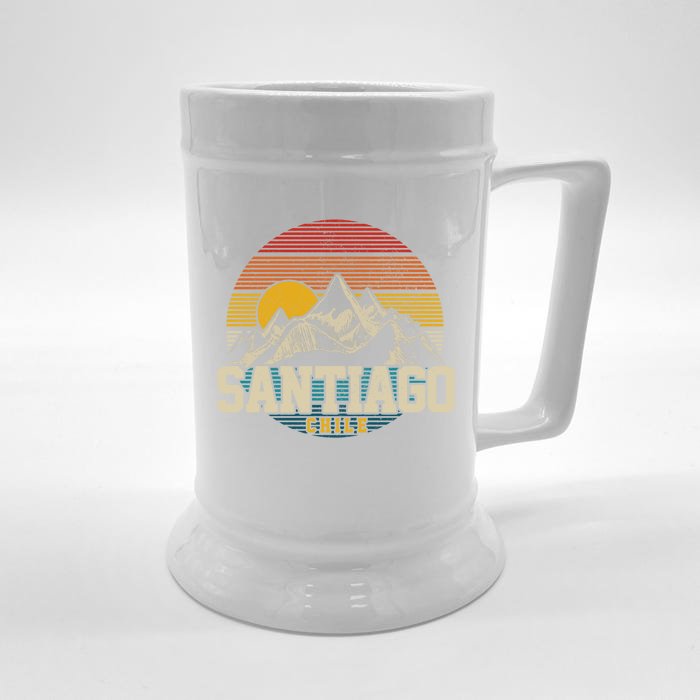 Santiago Chile Vintage Mountains Retro Souvenir Gift Front & Back Beer Stein