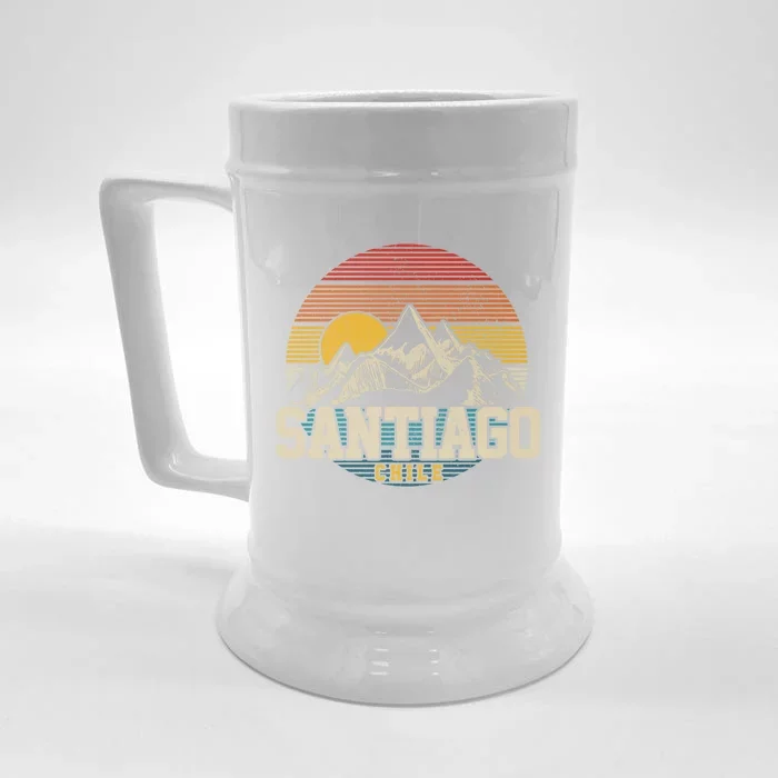 Santiago Chile Vintage Mountains Retro Souvenir Gift Front & Back Beer Stein