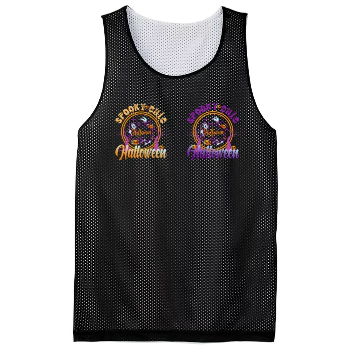 Spooky Chic Vintage Halloween Graphic Mesh Reversible Basketball Jersey Tank