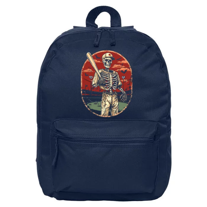 Spooky Creepy Vintage Baseball Skeleton Halloween Boy 16 in Basic Backpack