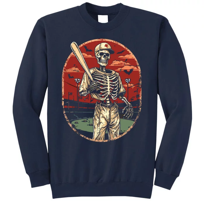 Spooky Creepy Vintage Baseball Skeleton Halloween Boy Tall Sweatshirt