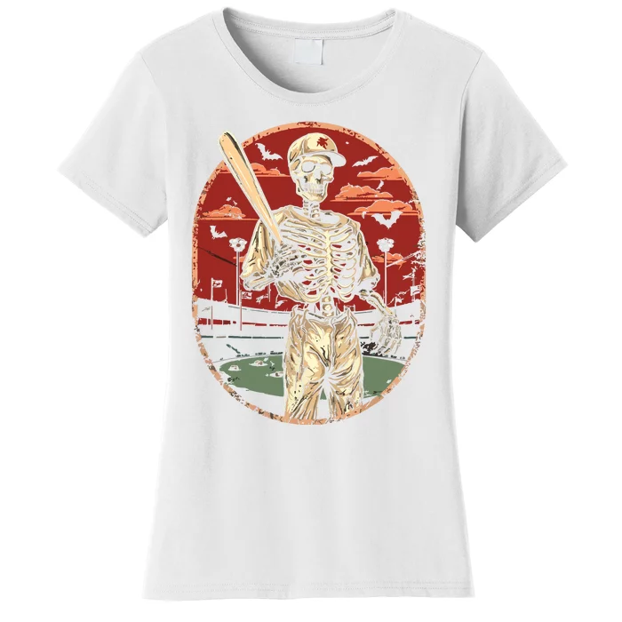 Spooky Creepy Vintage Baseball Skeleton Halloween Boy Women's T-Shirt