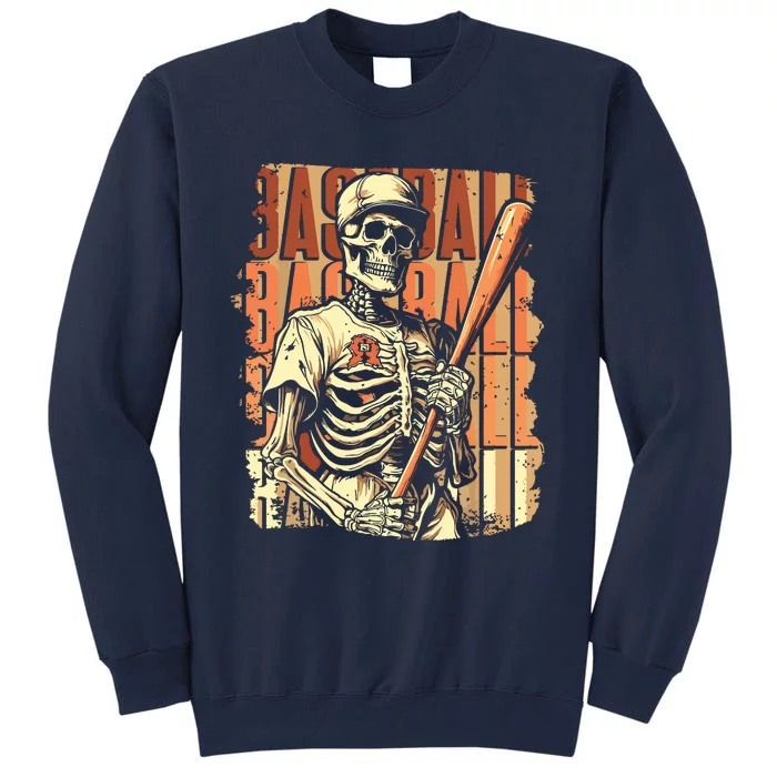 Spooky Creepy Vintage Baseball Skeleton Halloween Boy Tall Sweatshirt