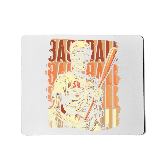 Spooky Creepy Vintage Baseball Skeleton Halloween Boy Mousepad