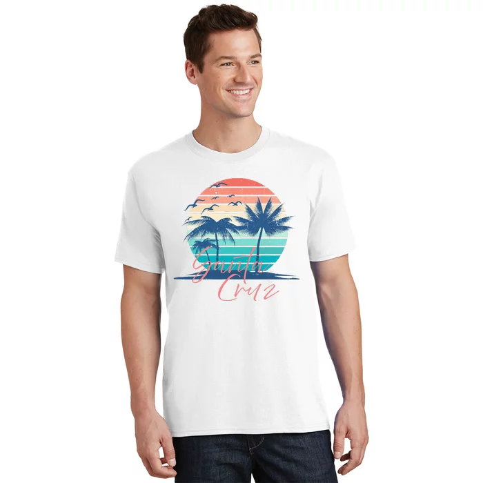 Santa Cruz Vintage Summer Vibes Beach Sunset Retro Palm Tree T-Shirt