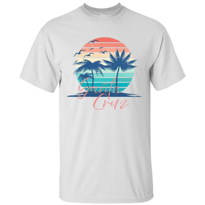 Santa Cruz Vintage Summer Vibes Beach Sunset Retro Palm Tree Tall T-Shirt