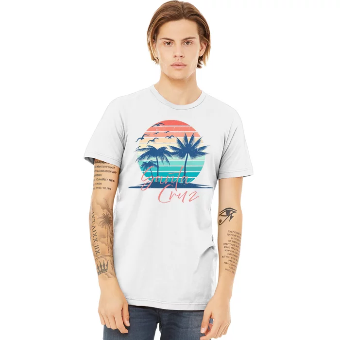 Santa Cruz Vintage Summer Vibes Beach Sunset Retro Palm Tree Premium T-Shirt