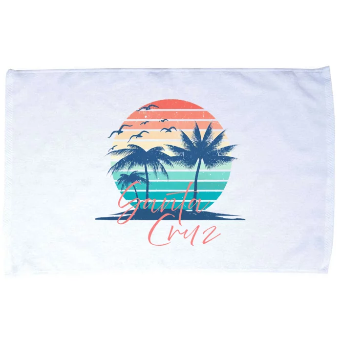 Santa Cruz Vintage Summer Vibes Beach Sunset Retro Palm Tree Microfiber Hand Towel