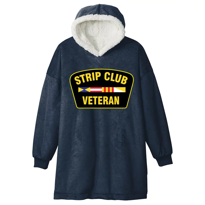 Strip Club Veteran Funny Joke Club Badge Emblem Humor Graphic Hooded Wearable Blanket