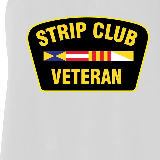 Strip Club Veteran Funny Joke Club Badge Emblem Humor Graphic Women's Racerback Tank