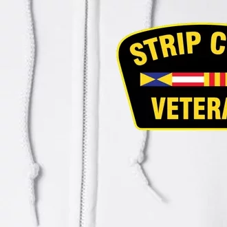 Strip Club Veteran Funny Joke Club Badge Emblem Humor Graphic Full Zip Hoodie