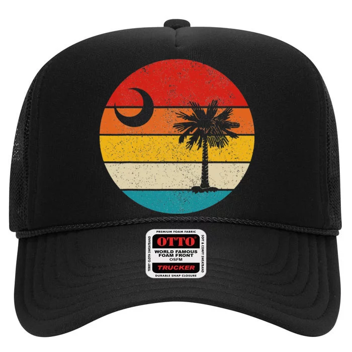 South Carolina Vintage State Flag Palmetto Moon SC Pride High Crown Mesh Trucker Hat