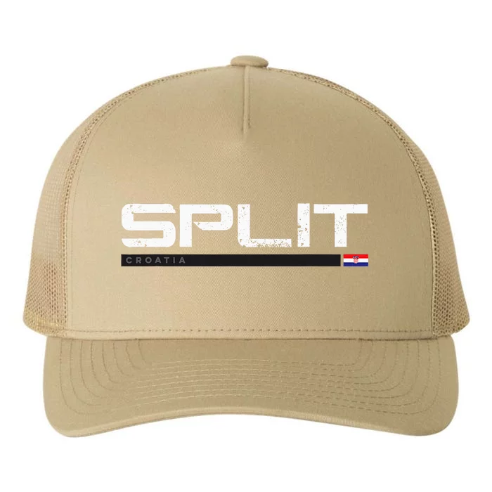 Split Croatia Vintage Retro Yupoong Adult 5-Panel Trucker Hat