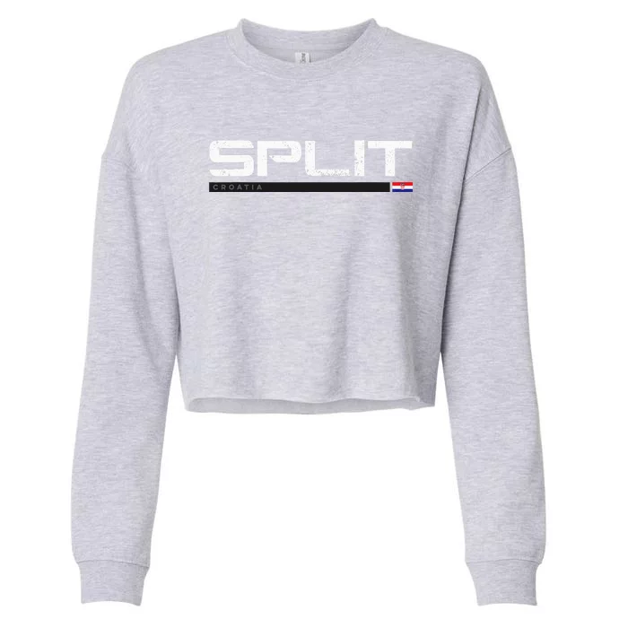 Split Croatia Vintage Retro Cropped Pullover Crew