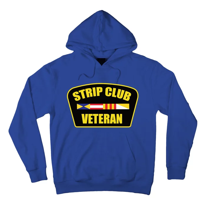 Strip Club Veteran Funny Joke Club Badge Emblem Humor Graphic Hoodie