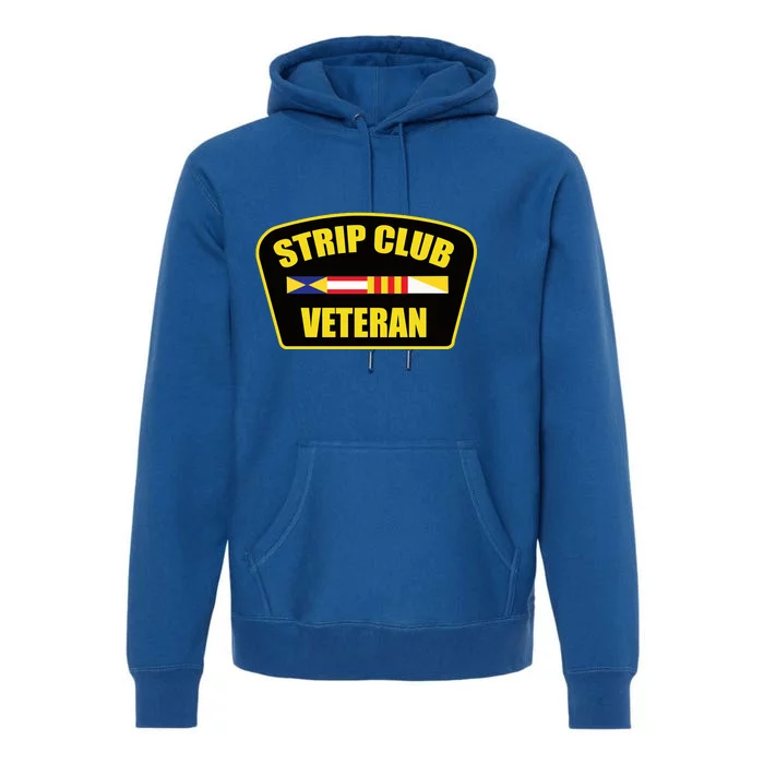 Strip Club Veteran Funny Joke Club Badge Emblem Humor Graphic Premium Hoodie