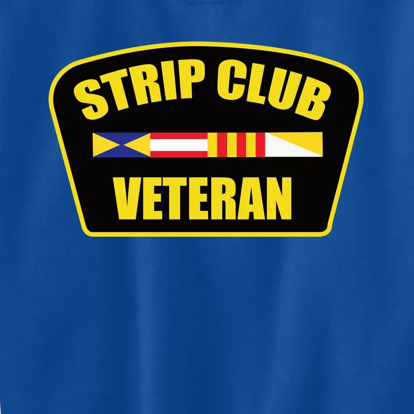 Strip Club Veteran Funny Joke Club Badge Emblem Humor Graphic Kids Sweatshirt