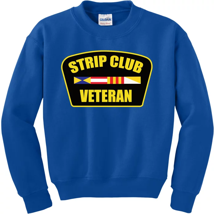 Strip Club Veteran Funny Joke Club Badge Emblem Humor Graphic Kids Sweatshirt