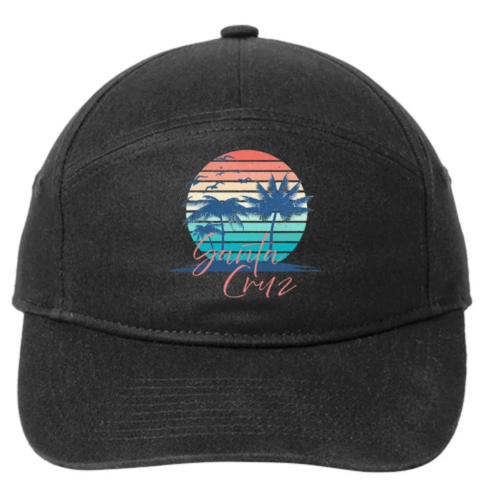 Santa Cruz Vintage Summer Vibes Beach Sunset Retro Palm Tree 7-Panel Snapback Hat