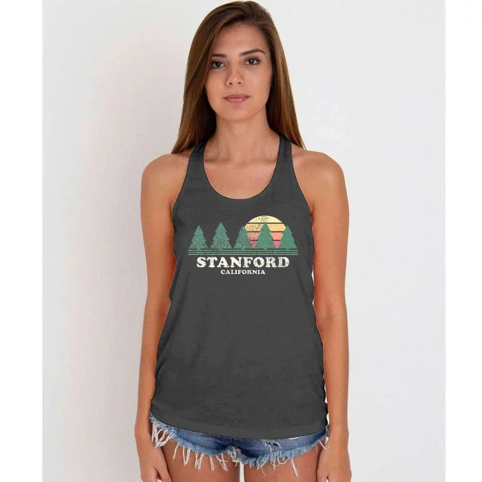 S.T.A.N.F.O.R.D Ca Vintage Throwback Retro 70s Design Women's Knotted Racerback Tank