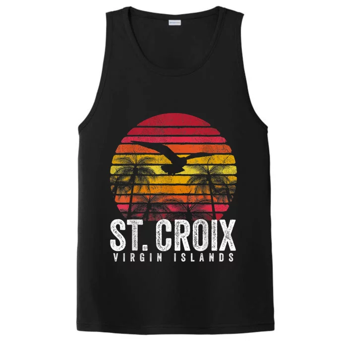 St. Croix Vintage Retro Sunset Beach Island Gift Performance Tank