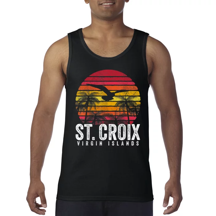 St. Croix Vintage Retro Sunset Beach Island Gift Tank Top