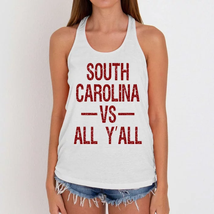 South Carolina Vs All YAll Vintage Weathered Southerner Women's Knotted Racerback Tank