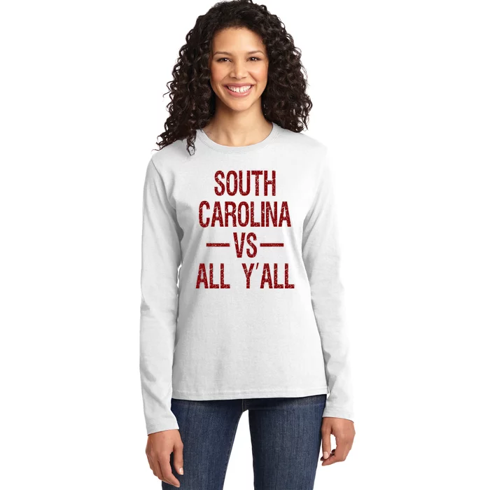 South Carolina Vs All YAll Vintage Weathered Southerner Ladies Long Sleeve Shirt