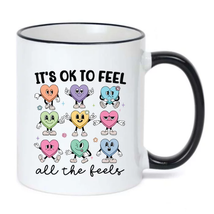 School Counselor Valentine Feel All The Feels Black Color Changing Mug