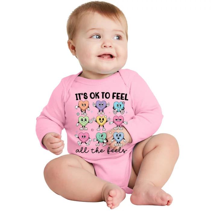 School Counselor Valentine Feel All The Feels Baby Long Sleeve Bodysuit