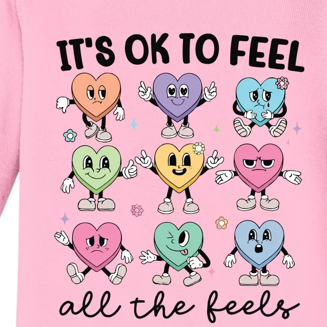 School Counselor Valentine Feel All The Feels Baby Long Sleeve Bodysuit