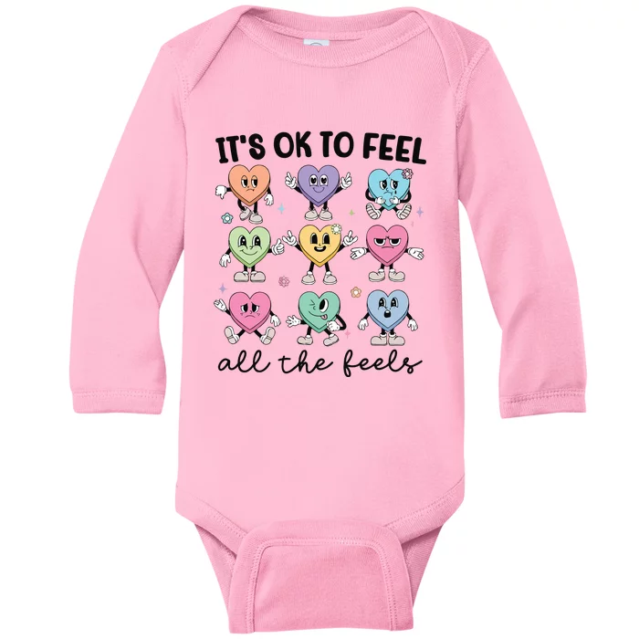 School Counselor Valentine Feel All The Feels Baby Long Sleeve Bodysuit