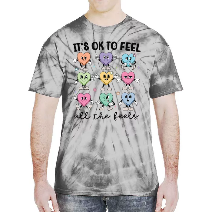 School Counselor Valentine Feel All The Feels Tie-Dye T-Shirt