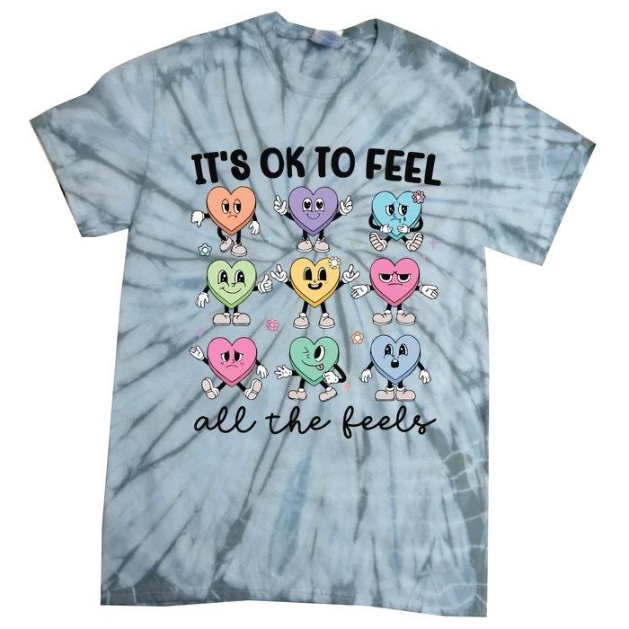 School Counselor Valentine Feel All The Feels Tie-Dye T-Shirt