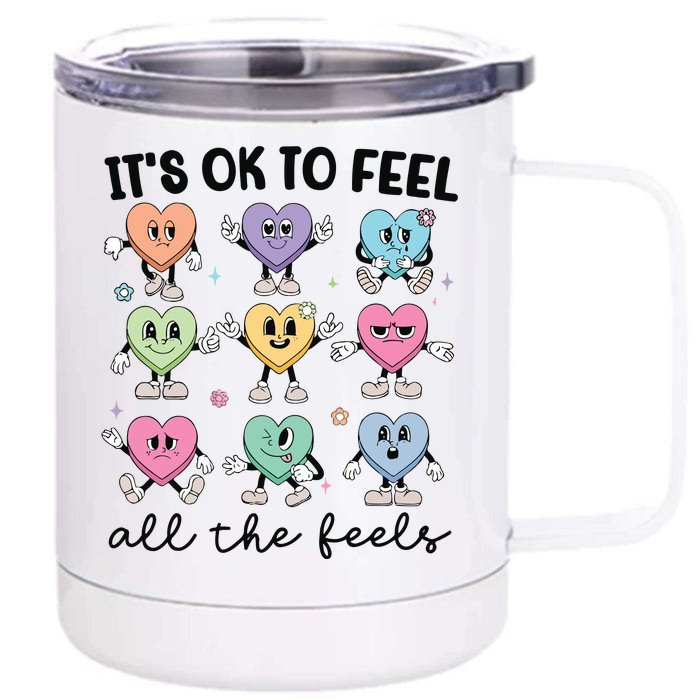 School Counselor Valentine Feel All The Feels Front & Back 12oz Stainless Steel Tumbler Cup