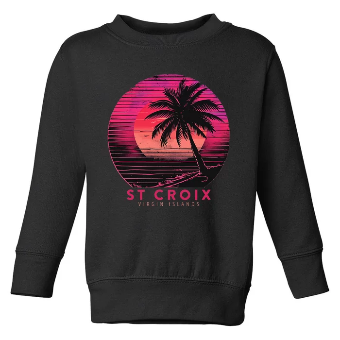 St Croix Virgin Islands Vintage Vacation Beach Palm Trees Toddler Sweatshirt