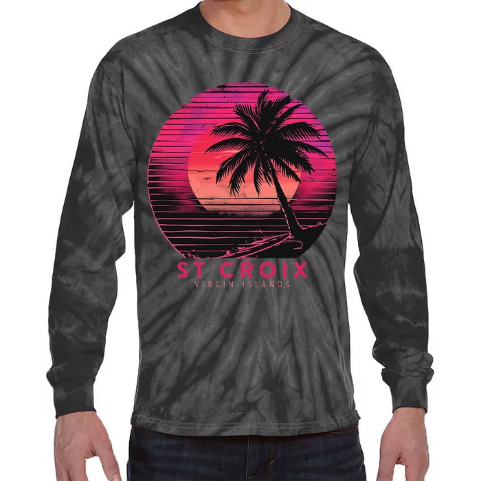 St Croix Virgin Islands Vintage Vacation Beach Palm Trees Tie-Dye Long Sleeve Shirt