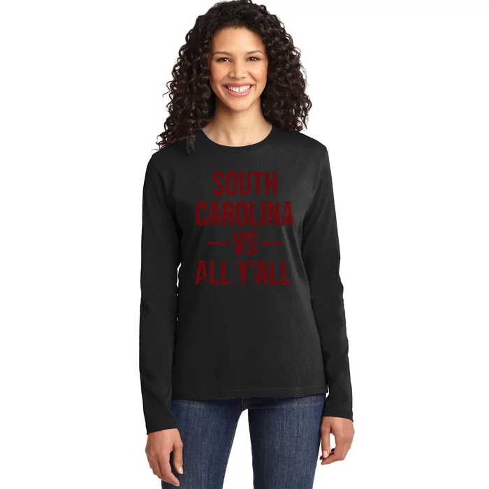 South Carolina Vs All Y'All Vintage Weathered Southerner Ladies Long Sleeve Shirt