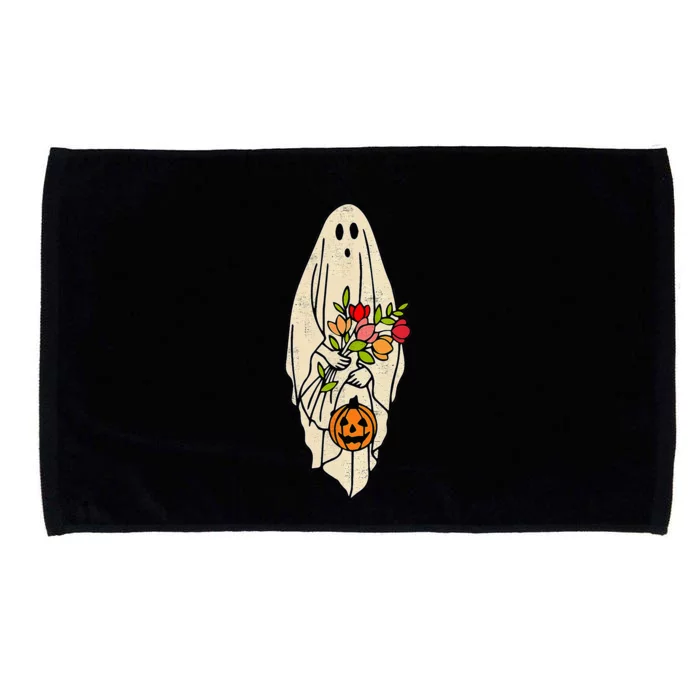 Spooky Chic Vintage Floral Ghost Pumpkin Halloween Costume Microfiber Hand Towel