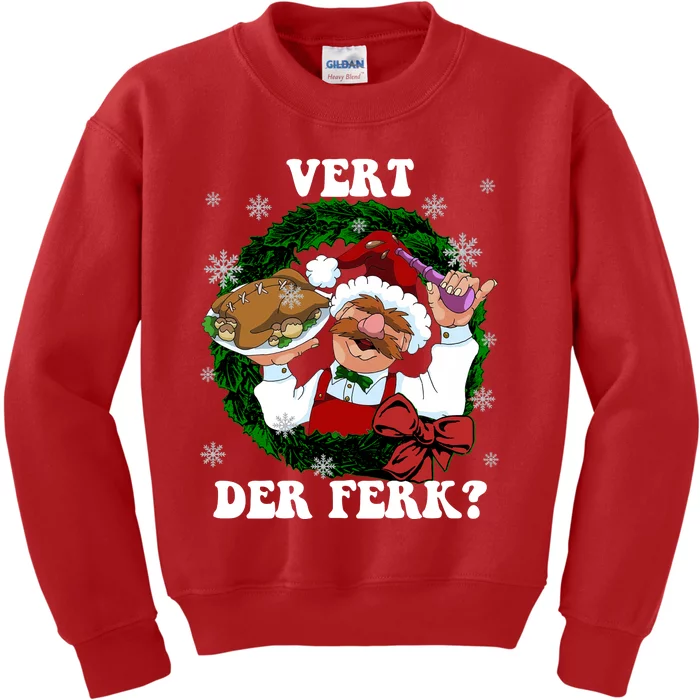 Swedish Chef Vert Der Ferk Christmas Swedish Chef Christmas Funny Kids Sweatshirt