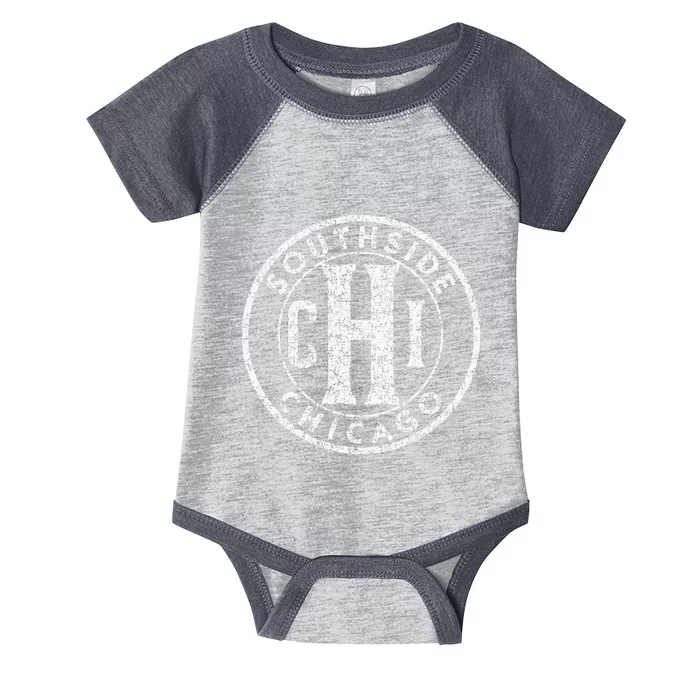 Southside Chicago Vintage Sign Distressed White Print Infant Baby Jersey Bodysuit